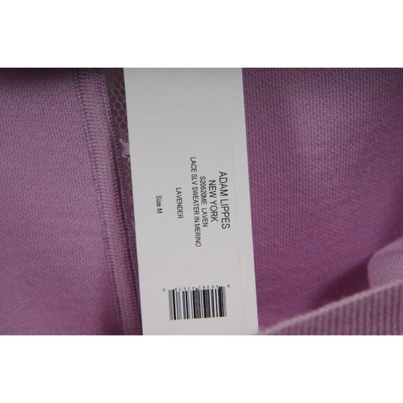 Adam Lippes Womens Lace Sleeve Sweater Medium Lavender Stretch Wool - Picture 9 of 10